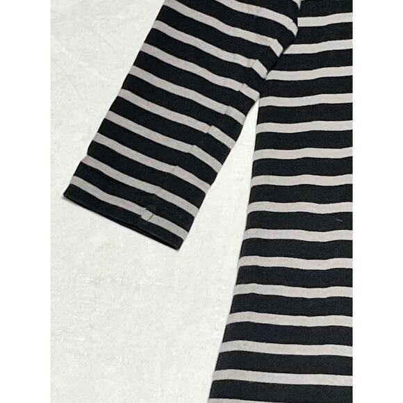 Marine Layer Knit Stripe Shift Dress Medium Black Gray 3/4 Sleeve Crewneck - Picture 5 of 13